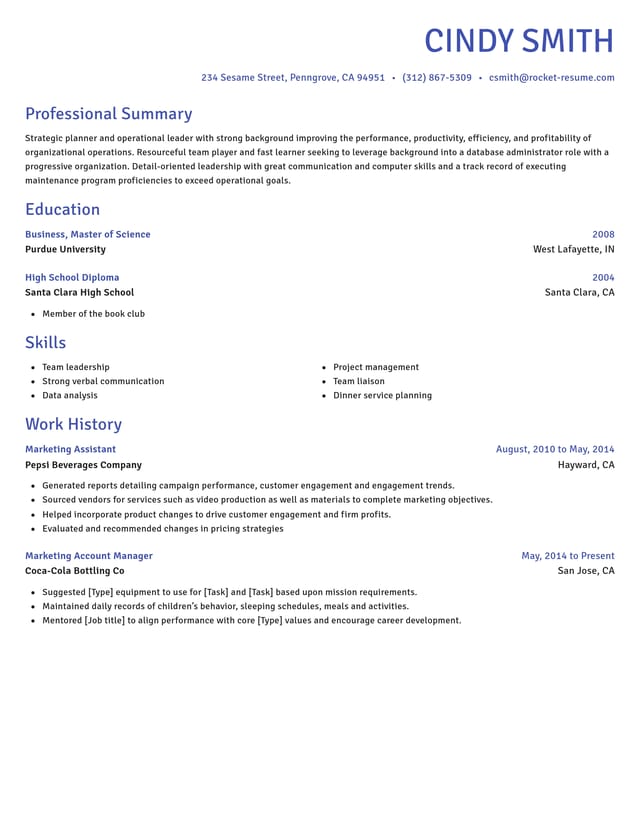 Novel resume template