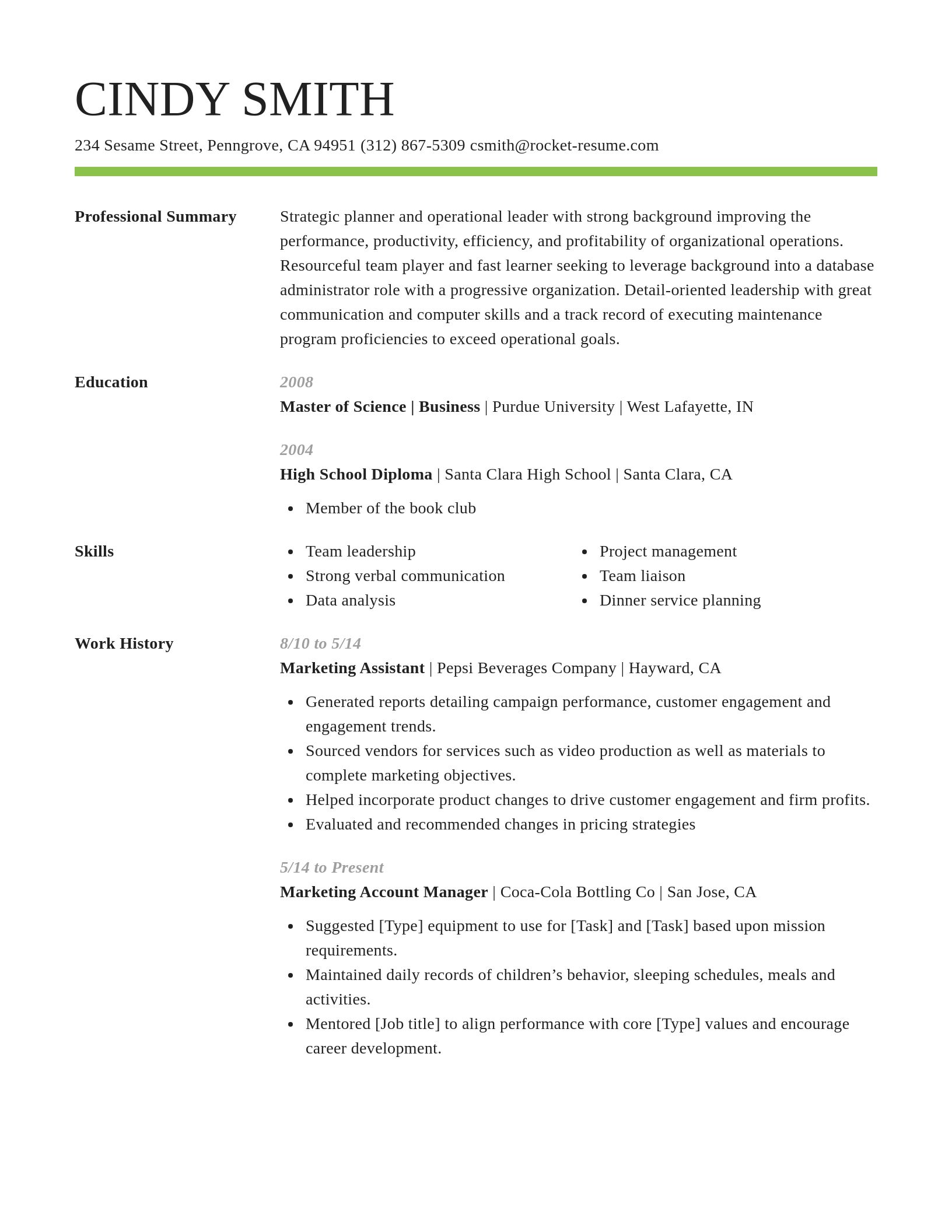 Smart resume template